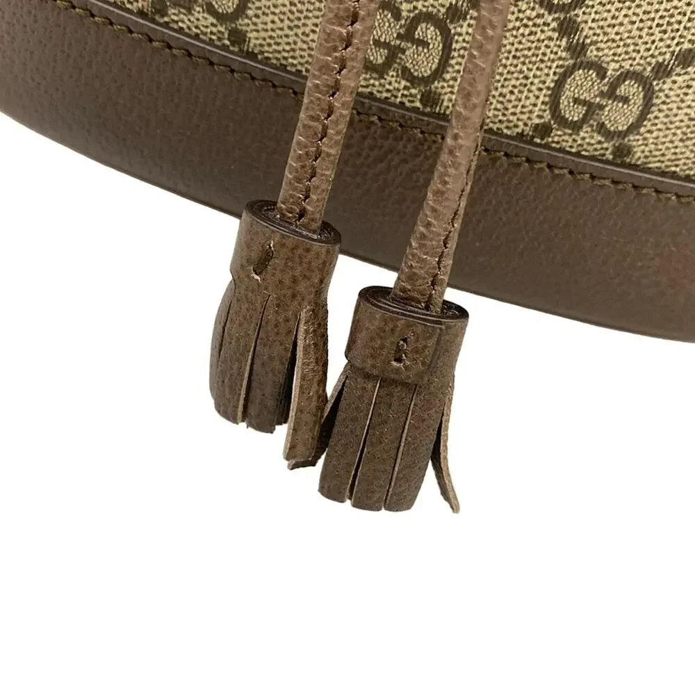 Gucci Ophidia Mini Backpack 795221 Gray Beige Dark Brown Multi PVC Leather